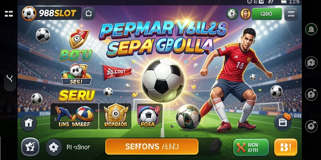 Gameplay seru 988SLOT dengan tema sepak bola yang menarik.