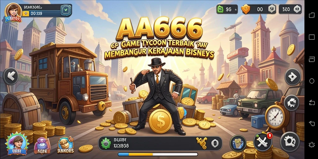 Gameplay AA666 menampilkan pembangunan dan pengelolaan bisnis yang seru.