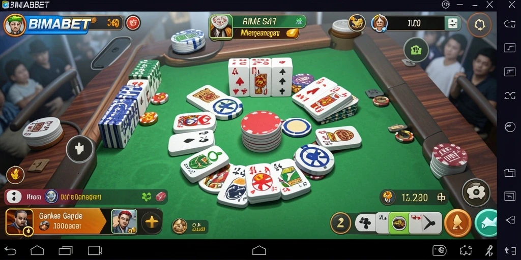 Tampilan gameplay seru di aplikasi Gaple BIMABET.