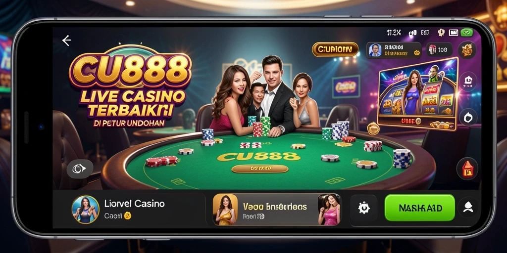 Tampilan gameplay CU888 yang mendebarkan dengan dealer langsung.