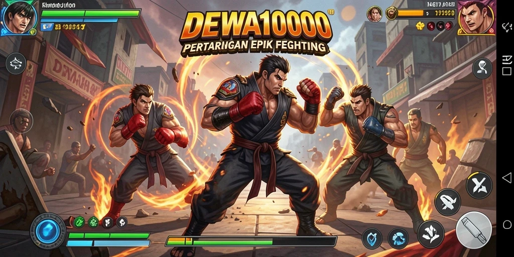 Gameplay bertarung yang intens dalam DEWA1000.