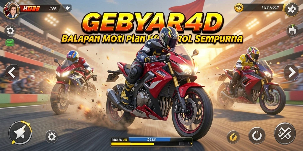 Tampilan gameplay GEBYAR4D yang mendebarkan di trek balapan.