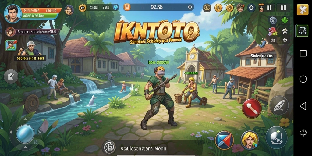 Screenshot gameplay IKNTOTO yang menampilkan interaksi karakter dan dunia virtual.