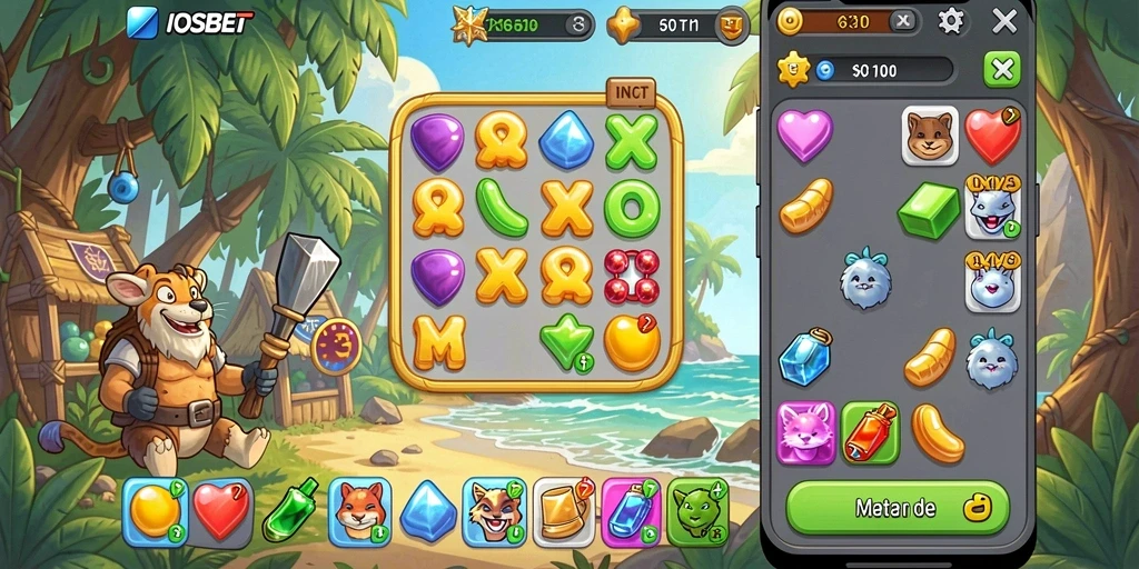 Tampilan gameplay menarik dari IOSBET dalam aksi Match-3.
