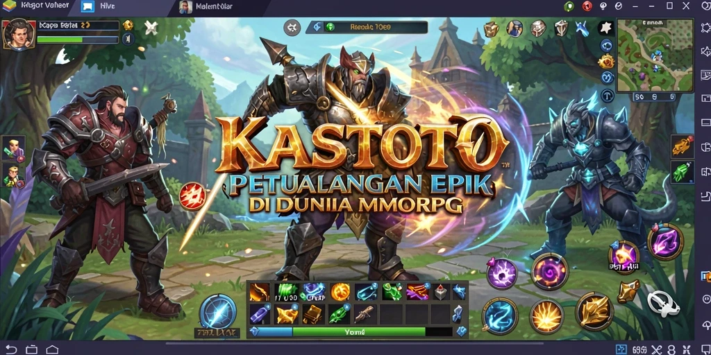 Screenshot KASTOTO menampilkan pemain bertempur melawan monster di dunia MMORPG.
