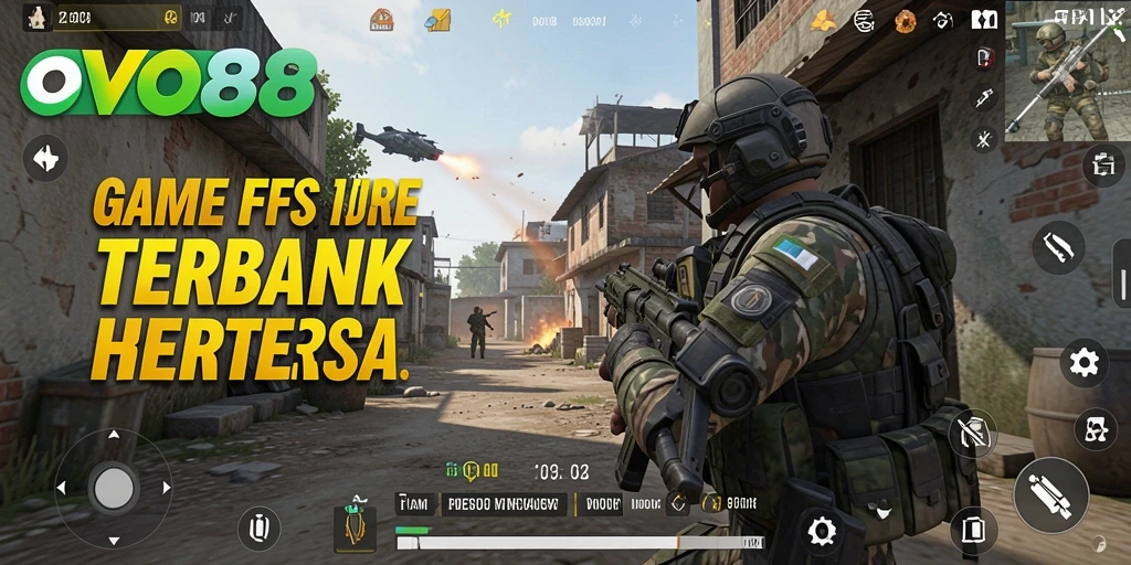Screenshot gameplay OVO88 yang menampilkan aksi tembak-tembakan yang intens.