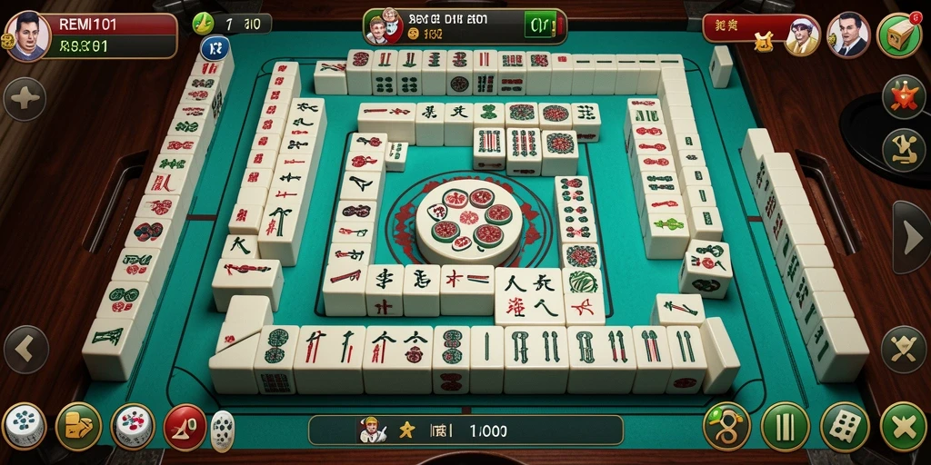 Tampilan screenshot utama REMI101 saat gameplay Mahjong yang seru.