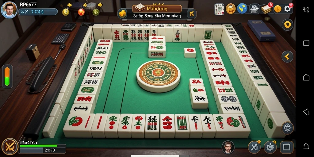 Tampilan gameplay menarik dari RP6677 yang menampilkan kerumitan Mahjong.