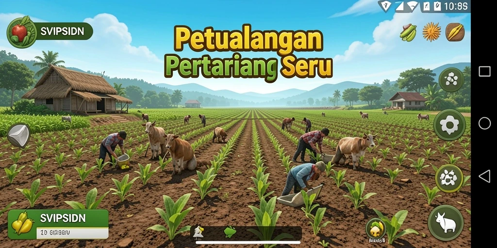 Tangkapan layar menampilkan gameplay seru bertani di SVIPSIDN.