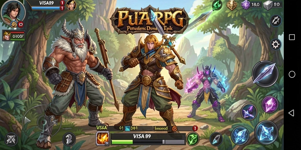 Tangkapan layar gameplay VISA89 menunjukkan aksi seru dalam pertempuran RPG.