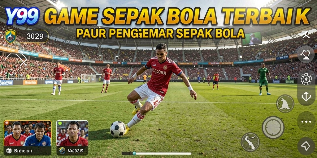 Tampilan gameplay Y89 menunjukkan aksi mendebarkan di lapangan sepak bola.