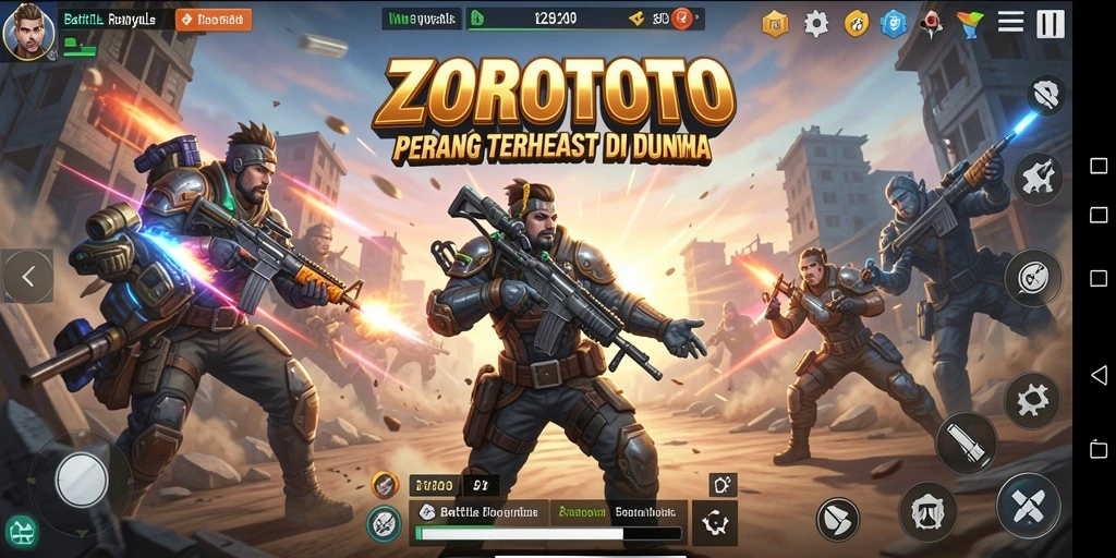 Screenshot gameplay ZOROTOTO yang menunjukkan aksi seru Battle Royale.
