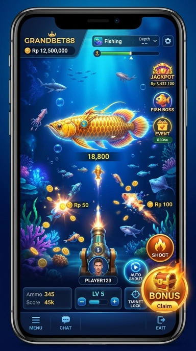 Tampilan utama aplikasi grandbet88 dengan navigasi sederhana.